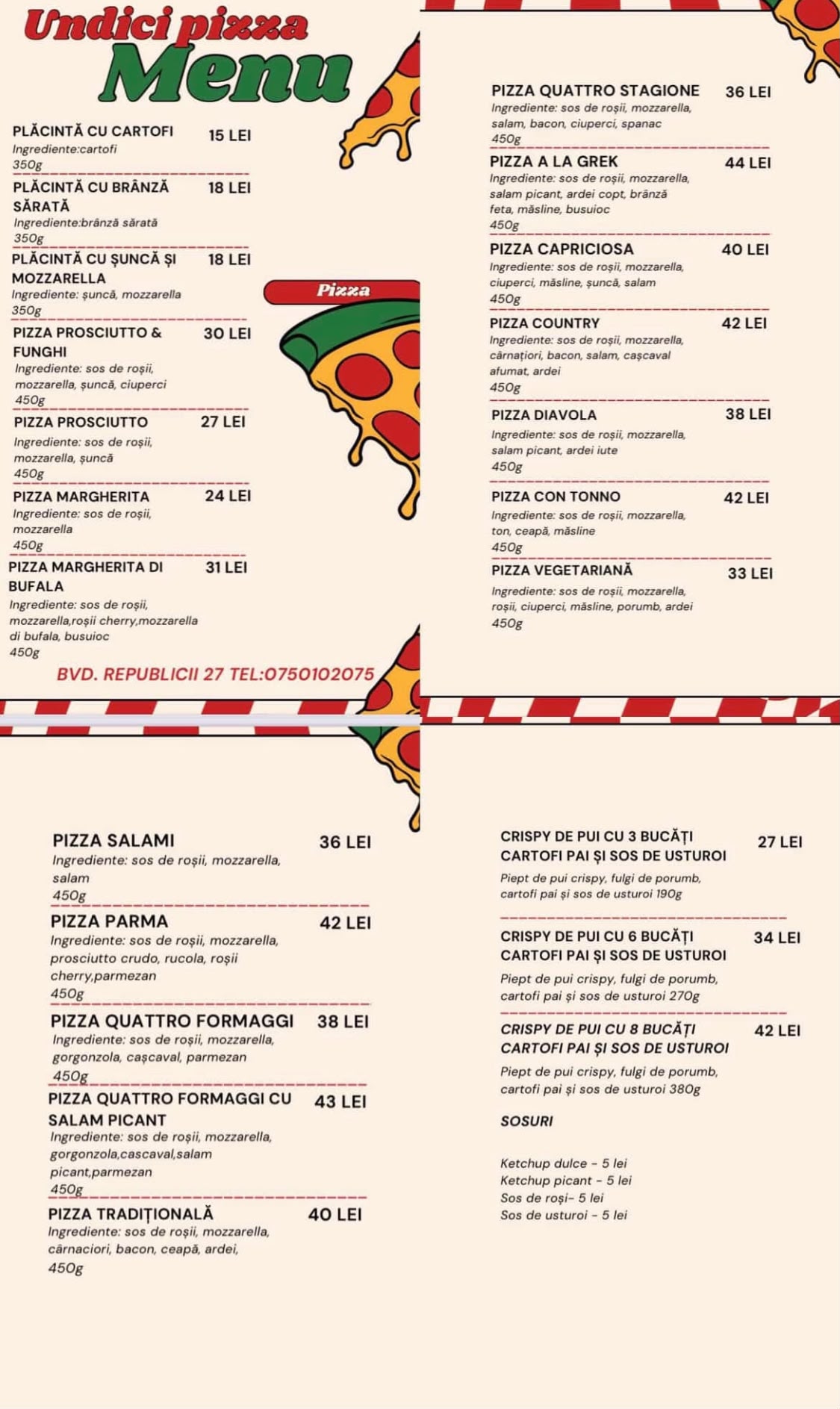 Meniu pizza Undici Catering Alba Iulia