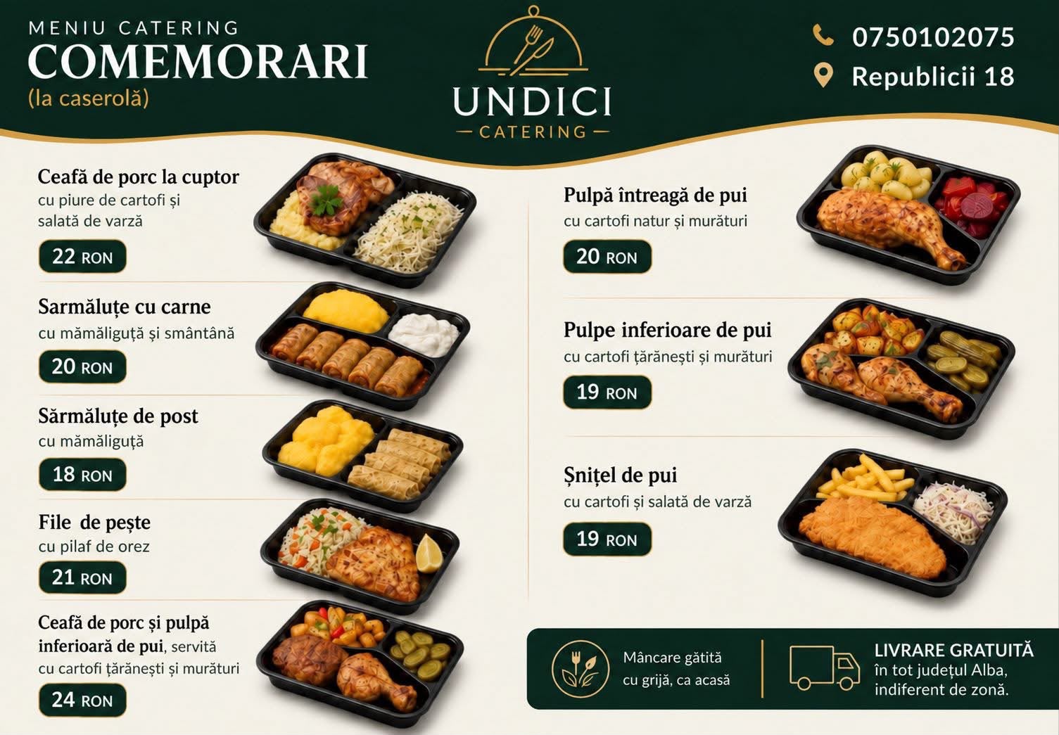 Meniu catering comemorari la caserolă — Undici Catering Alba Iulia